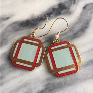 Pizazz Vintage 80’s Art Deco Gold Tone Earrings